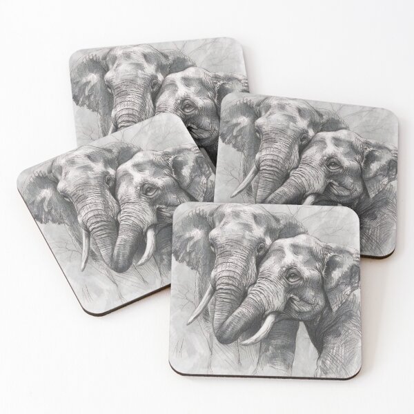 Item preview, Realistic Elephants pencil drawing designed and sold by Pencil-Art.
