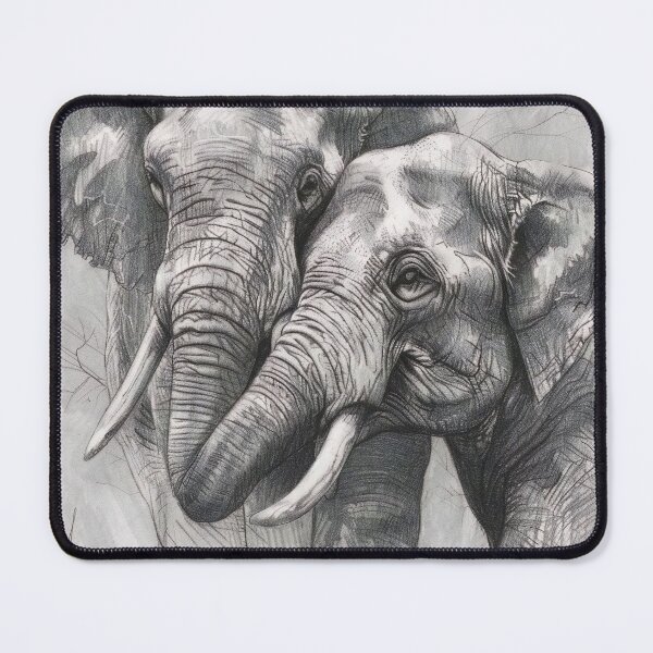 Item preview, Realistic Elephants pencil drawing designed and sold by Pencil-Art.