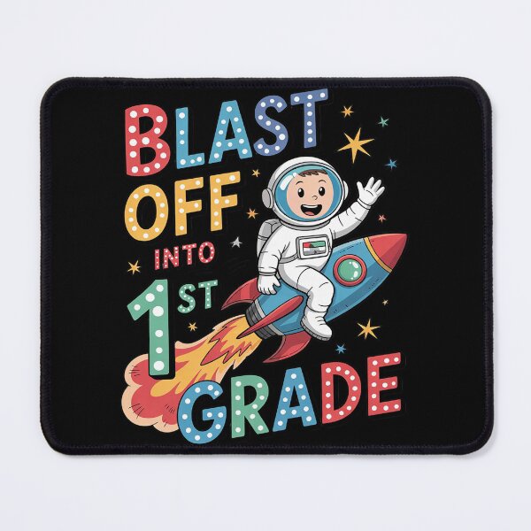Item preview, Blast Off Into 1st Grade Back to School Space Rocket Kid designed and sold by joyouartArt.