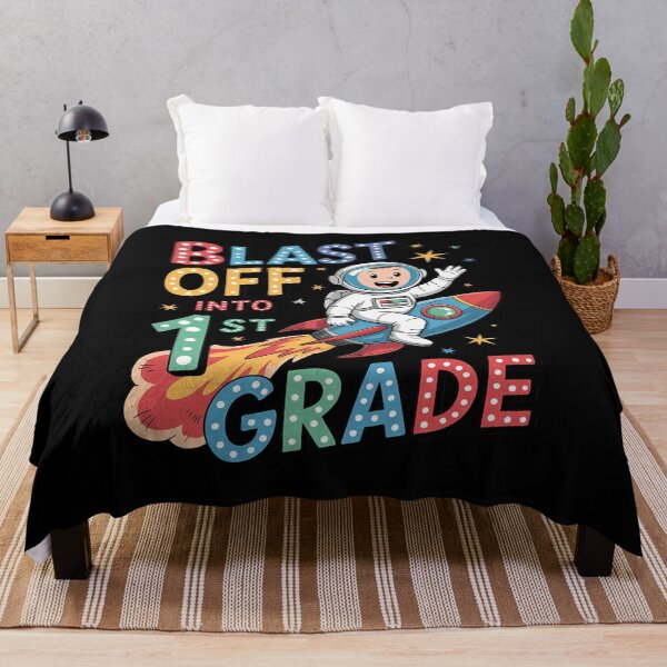 Item preview, Blast Off Into 1st Grade Back to School Space Rocket Kid designed and sold by joyouartArt.