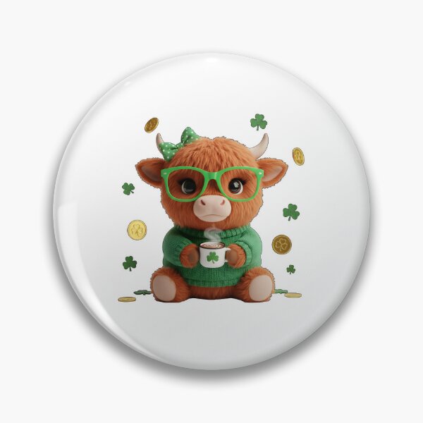 Artikelvorschau, Highland Cow St Patricks, St Patricks Day, St Patricks, St Patrick's Day, St Patricks Faux Yarn, Highland Cow entworfen und verkauft von DesignDenDo ⭐⭐⭐⭐⭐.