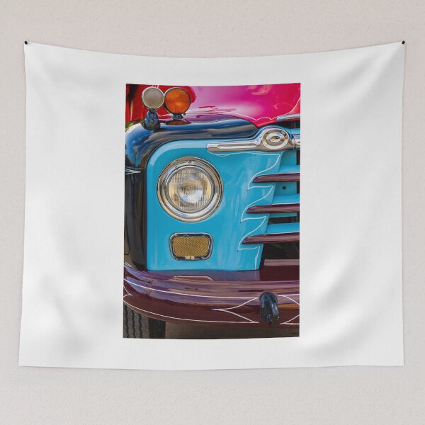Item preview, Colorful Vintage Car Front With Blue Panel, Pink Hood, Chrome Details, and Retro Headlight designed and sold by Nmallia.