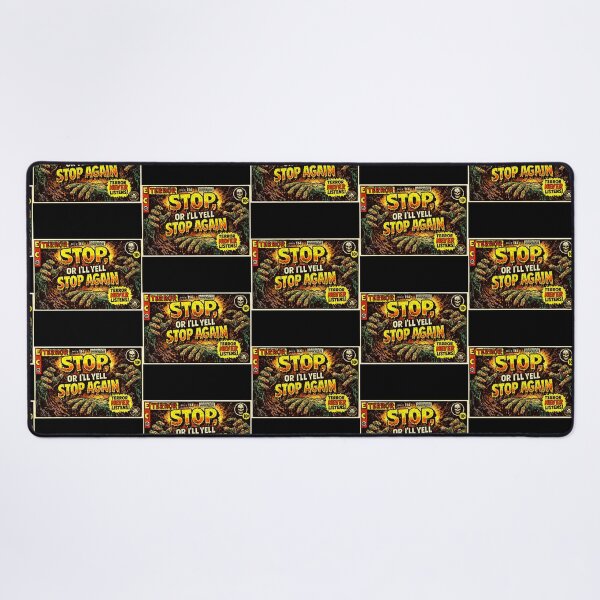 Item preview, “Stop… or I’ll Yell Stop Again! – EC Terror Retro Horror Cover” designed and sold by MACodDesigns.