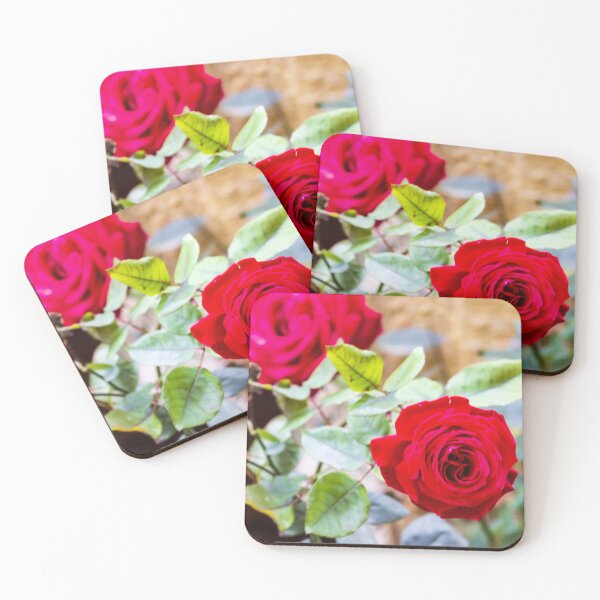 Item preview, Bright Red Roses In Focus With Lush Green Leaves And Soft Blur Background designed and sold by Nmallia.