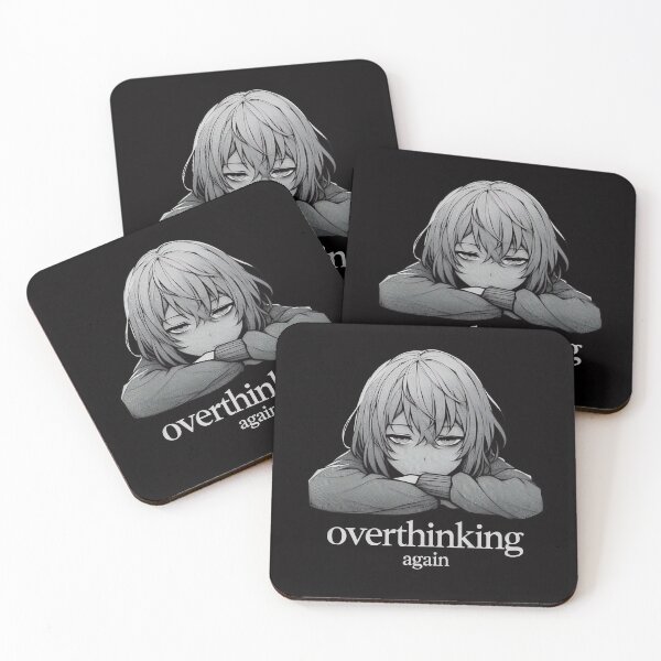 Item preview, Overthinking Again Anime Art | Minimalist Mental Health Illustration designed and sold by shopwithcare.