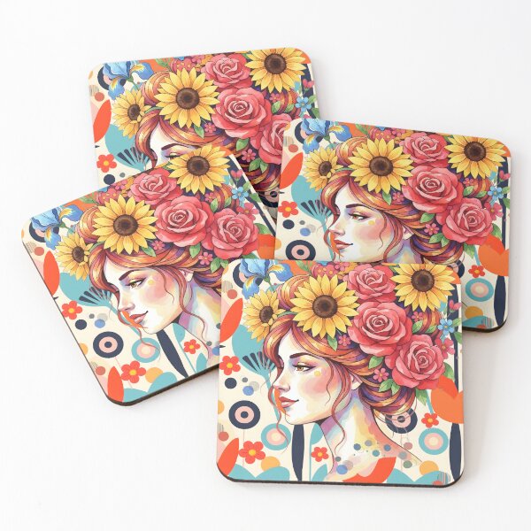 Item preview, Floral Harmony: A Watercolor Profile in Retro Bloom designed and sold by VibranPalette.
