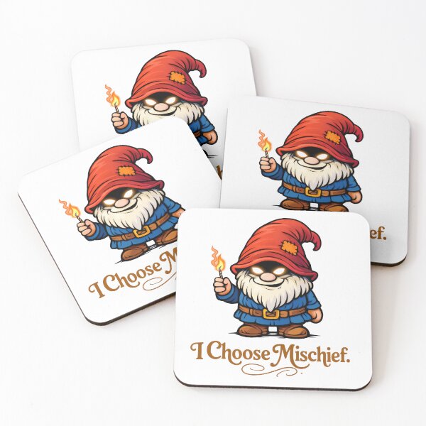 Item preview, I Choose Mischief – Smirking Gnome with Glowing Eyes designed and sold by Moriarty's Digital Visions.