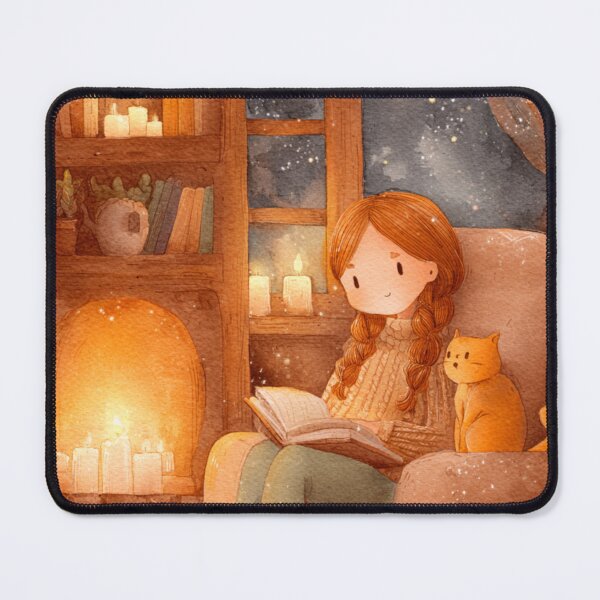 Item preview, Cozy Evening Reading with Cat designed and sold by WhimsyWink.