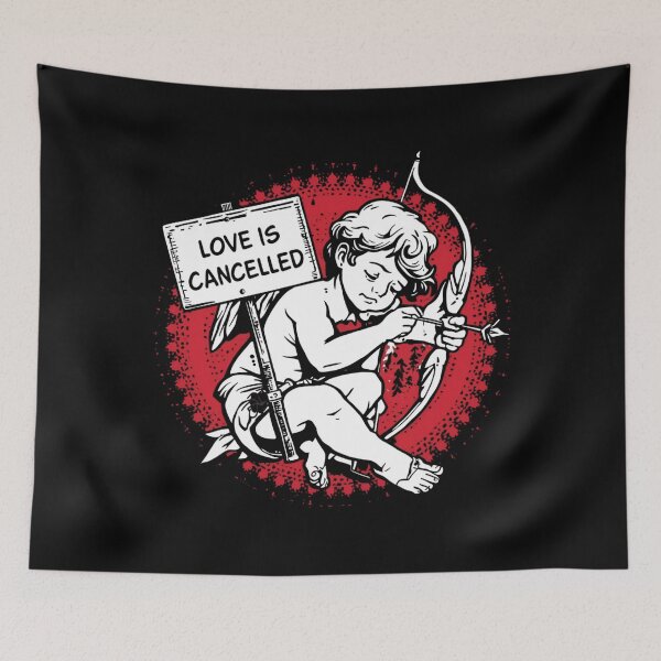 Item preview, Cupid sitting with a protest sign saying “Love Is Cancelled” 10 designed and sold by Neon G.