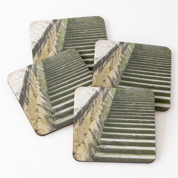 Item preview, Mossy Stone Staircase Along a Weathered Wall in an Old Town Setting designed and sold by Nmallia.