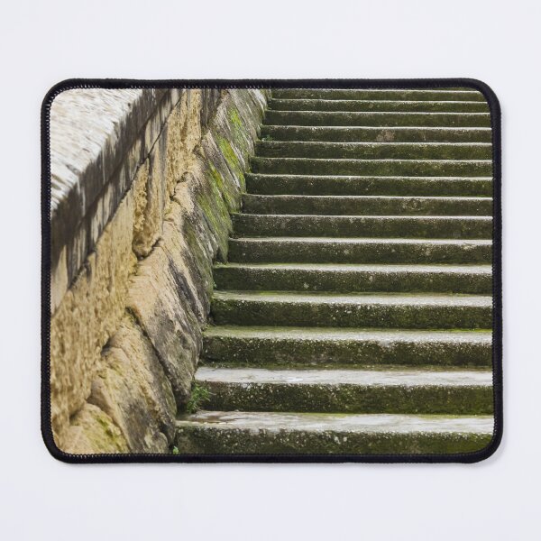 Item preview, Mossy Stone Staircase Along a Weathered Wall in an Old Town Setting designed and sold by Nmallia.