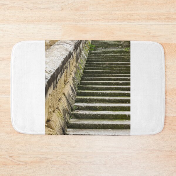 Item preview, Mossy Stone Staircase Along a Weathered Wall in an Old Town Setting designed and sold by Nmallia.