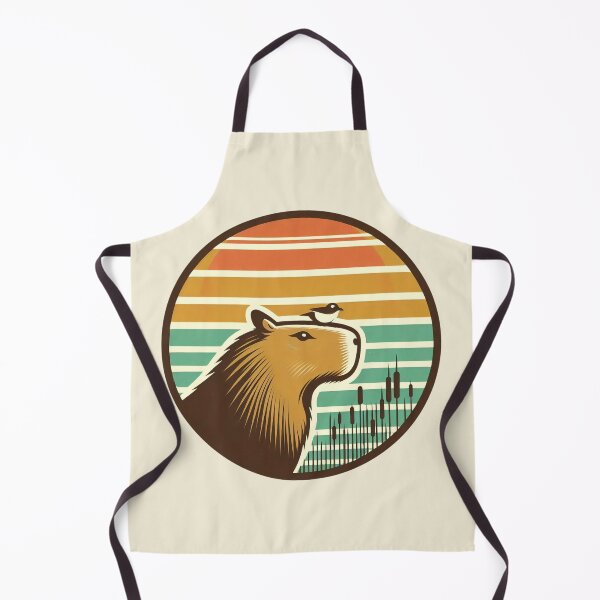 Item preview, Vintage Capybara Sunset - Retro Nature Badge designed and sold by GREENZ0NE.