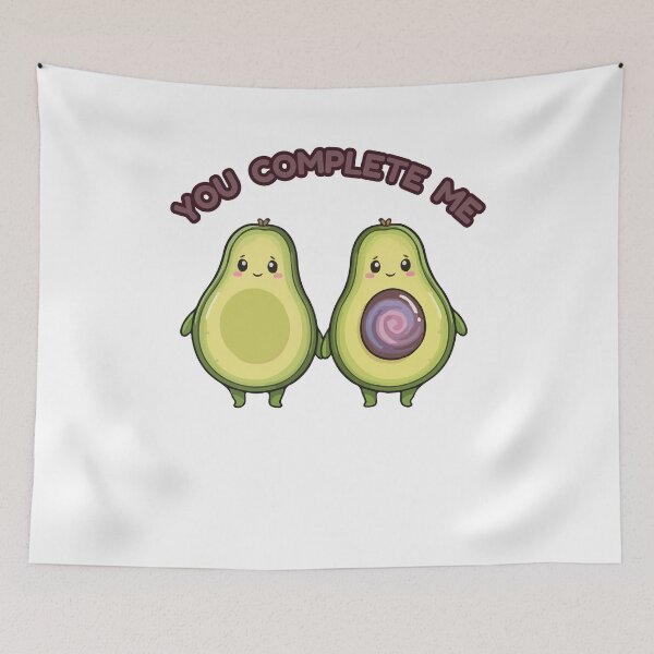 Item preview, You Complete Me - Cute Avocado Couple designed and sold by ArtByMarcy.