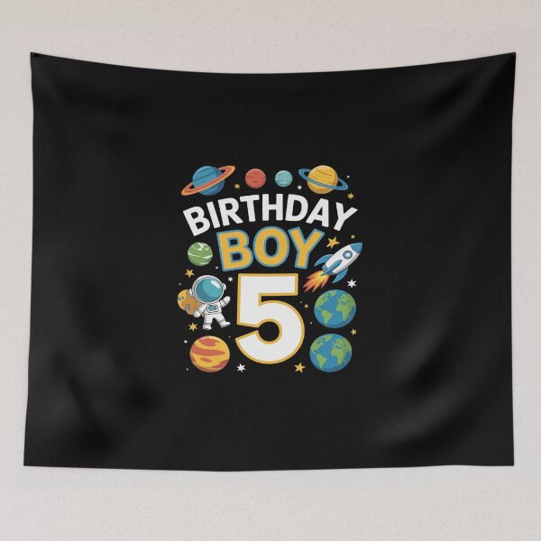 Item preview, Boys 5th Birthday Astronaut Space Planets Four Years old designed and sold by DigitaldeligArt.