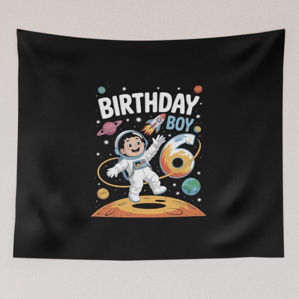 Item preview, Boys 6th Birthday Astronaut Space Planets Six Years old designed and sold by DigitaldeligArt.