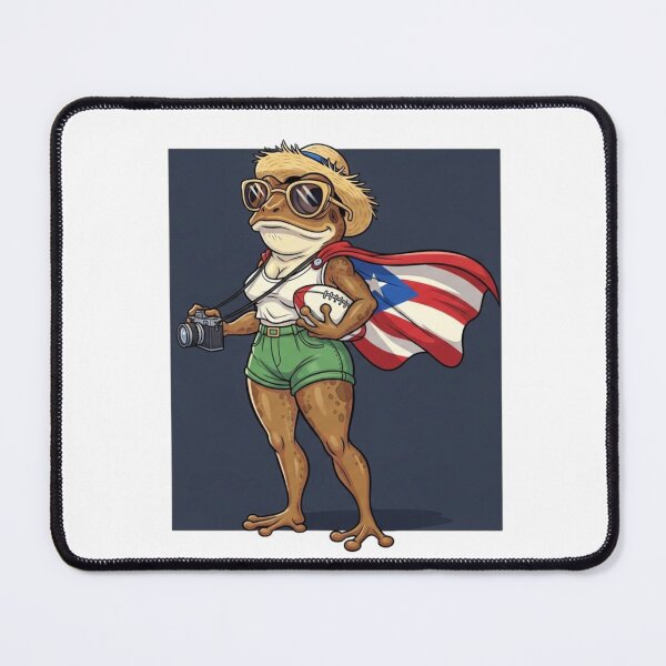 Item preview, Puerto Rico Frog Patriotic Summer Camera Football Design designed and sold by ArtFromBeyond.