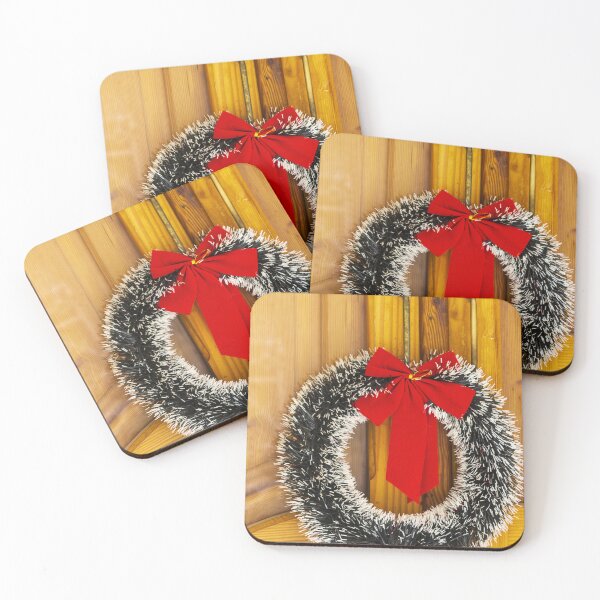 Item preview, Festive Christmas Wreath With Red Bow on Rustic Wooden Door for Holiday Decor designed and sold by Nmallia.