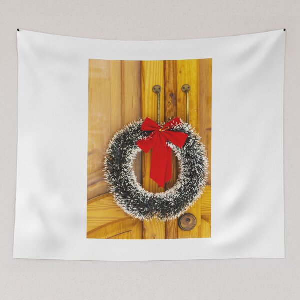 Item preview, Festive Christmas Wreath With Red Bow on Rustic Wooden Door for Holiday Decor designed and sold by Nmallia.