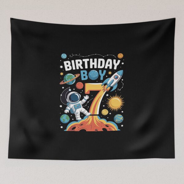 Item preview, Boys 7th Birthday Astronaut Space Planets Seven Years old designed and sold by DigitaldeligArt.