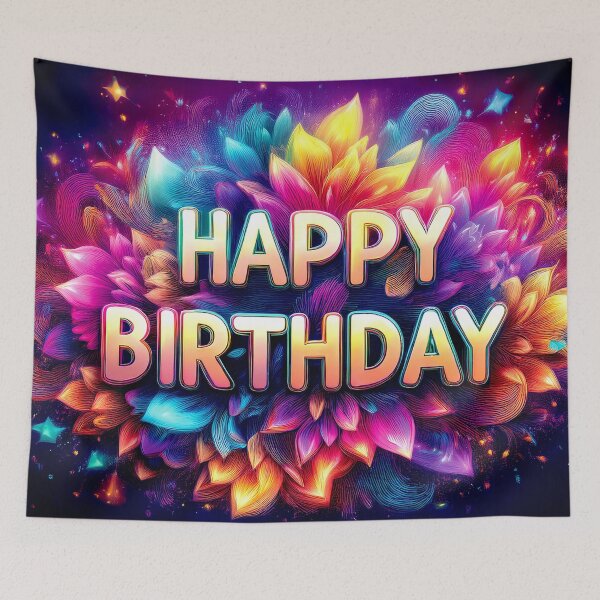 Item preview, Happy Birthday Tapestry, duvet cover, throw blanket, shower curtain designed and sold by CharlottePlaceArt.