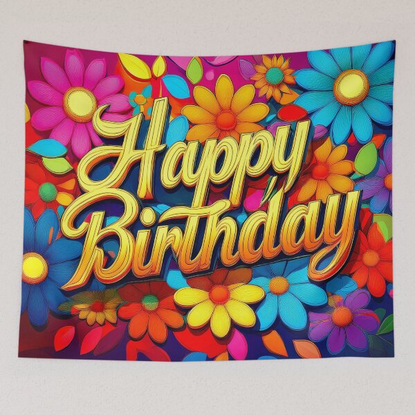 Item preview, Happy Birthday Tapestry, duvet cover, throw blanket, shower curtain designed and sold by CharlottePlaceArt.
