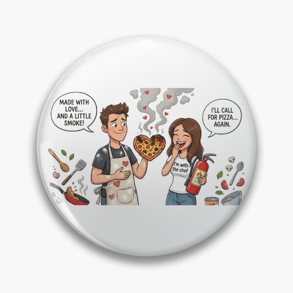 Item preview, Funny Cooking Fail Couple - Burnt Heart Pizza Valentine's Day Humor designed and sold by KERK Art and Design.