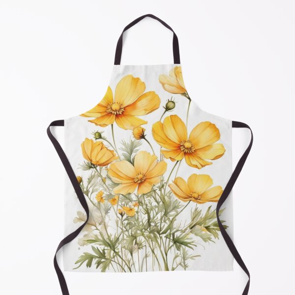 Item preview, Yellow Cosmos Flowers Watercolor Botanical Wall Art designed and sold by sana designer.