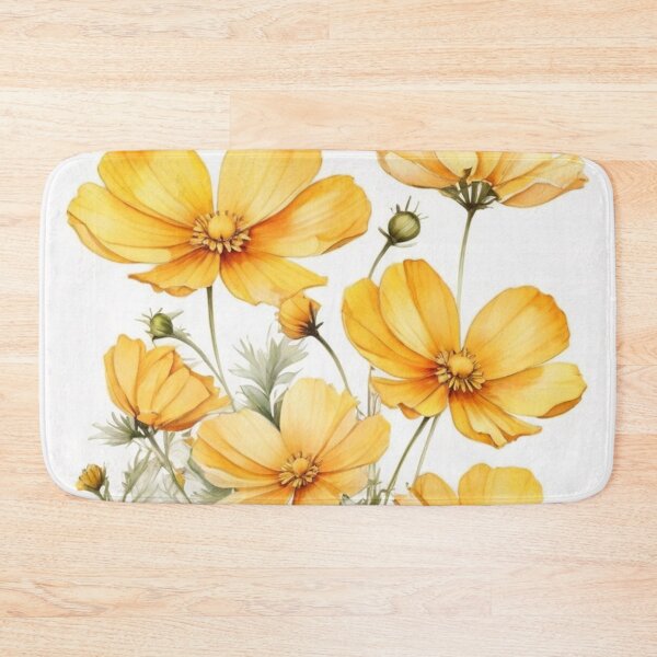 Item preview, Yellow Cosmos Flowers Watercolor Botanical Wall Art designed and sold by sana designer.