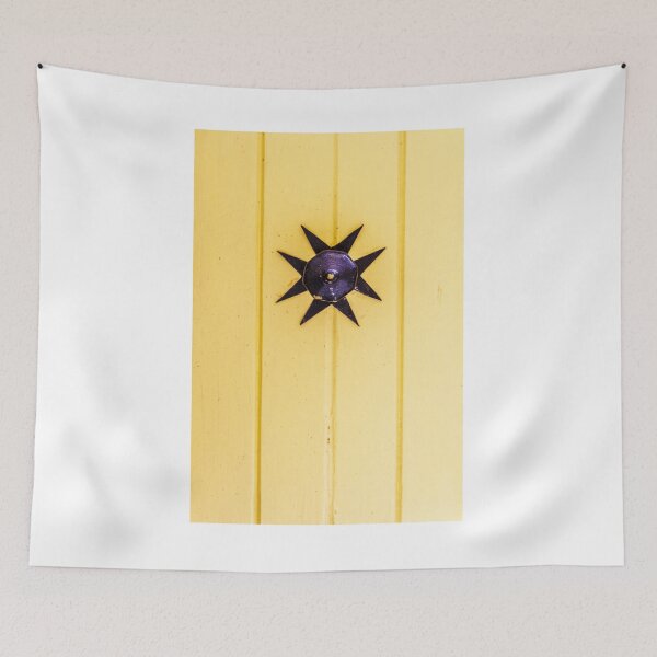 Item preview, Bright Yellow Door Panel With Black Starburst Knob Decor for Interior Design and Photography designed and sold by Nmallia.
