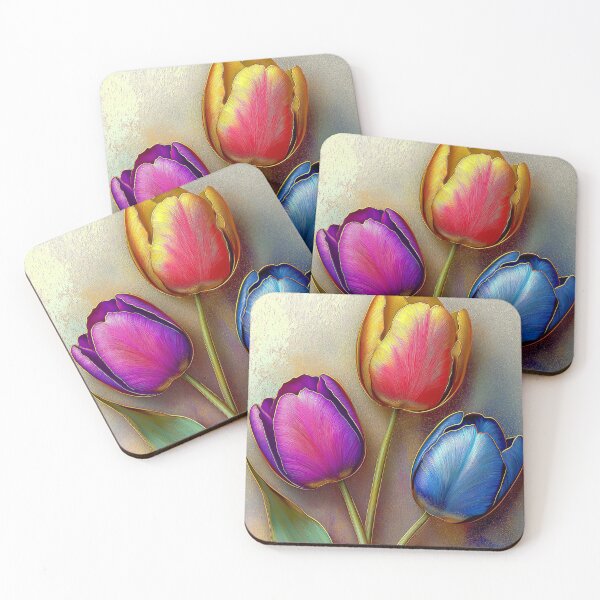 Artikelvorschau, Elegante Tulpen in Lila, Rot und Blau entworfen und verkauft von MargaretWiktor.