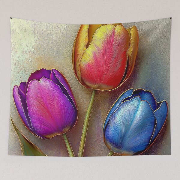 Artikelvorschau, Elegante Tulpen in Lila, Rot und Blau entworfen und verkauft von MargaretWiktor.