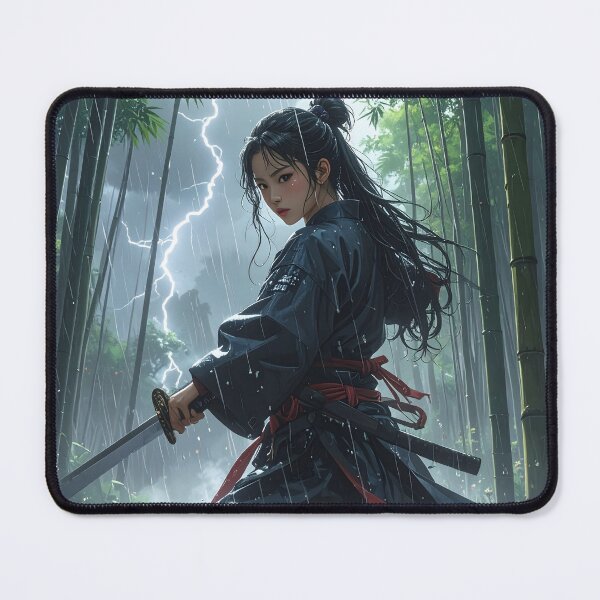 Item preview, Lightning Samurai Woman – Japanese Fantasy Art designed and sold by Schoenenwald - Illustrations Uniques et Originales.