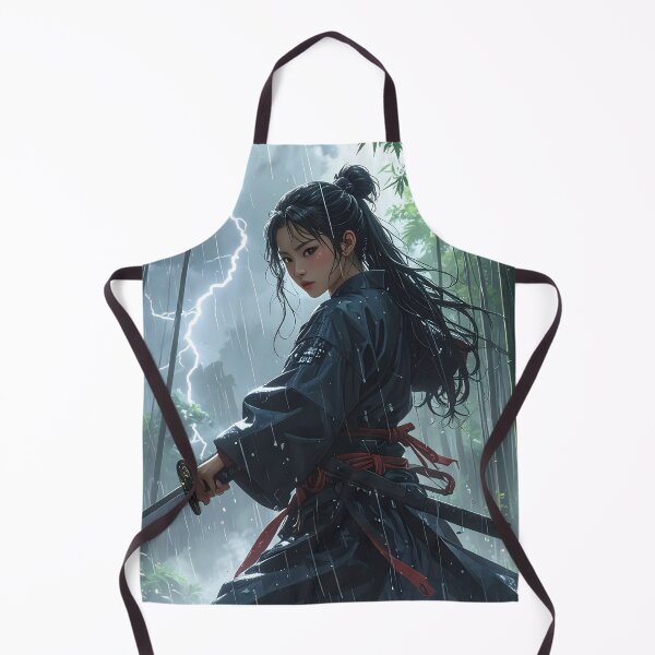 Item preview, Lightning Samurai Woman – Japanese Fantasy Art designed and sold by Schoenenwald — Art Japonais, Zen & Nature.