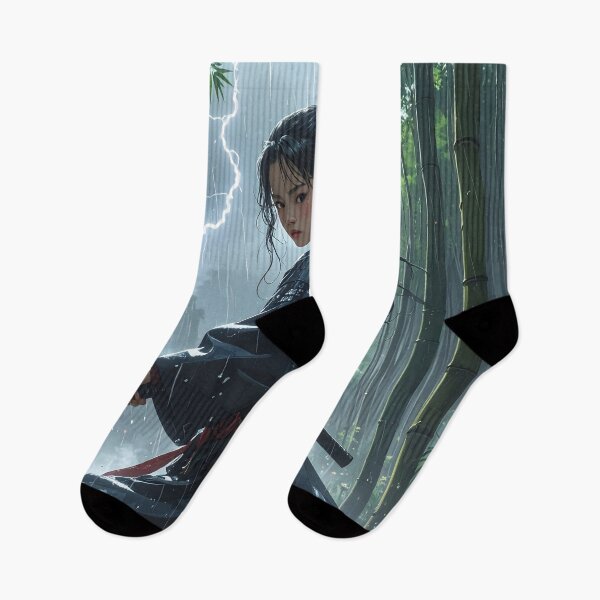 Item preview, Lightning Samurai Woman – Japanese Fantasy Art designed and sold by Schoenenwald - Illustrations Uniques et Originales.