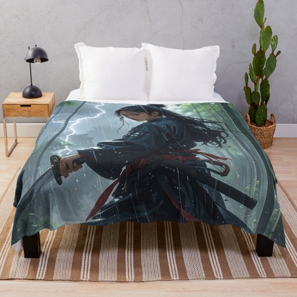 Item preview, Lightning Samurai Woman – Japanese Fantasy Art designed and sold by Schoenenwald - Illustrations Uniques et Originales.
