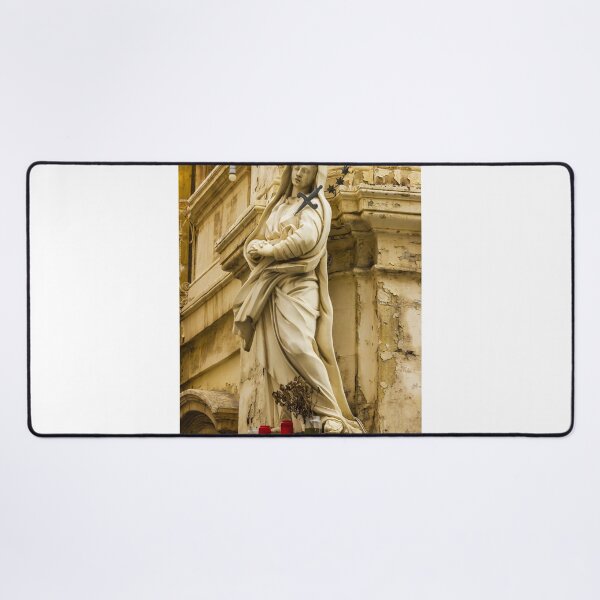 Item preview, Virgin Mary Statue on Weathered Building Pedestal with Candles and Star Halo designed and sold by Nmallia.