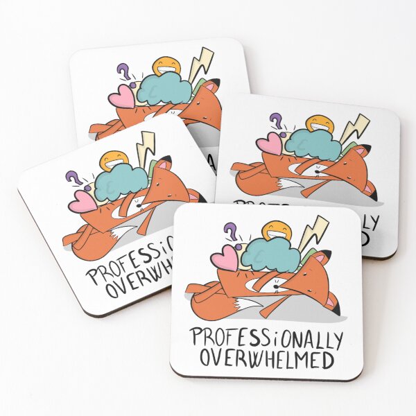 Item preview, Professionally Overwhelmed Cute Fox Mental Health Quote designed and sold by DesignFreakArt.