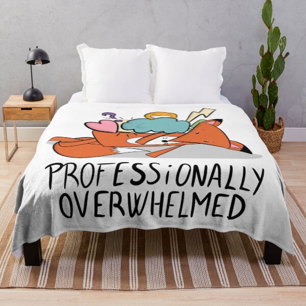 Item preview, Professionally Overwhelmed Cute Fox Mental Health Quote designed and sold by DesignFreakArt.