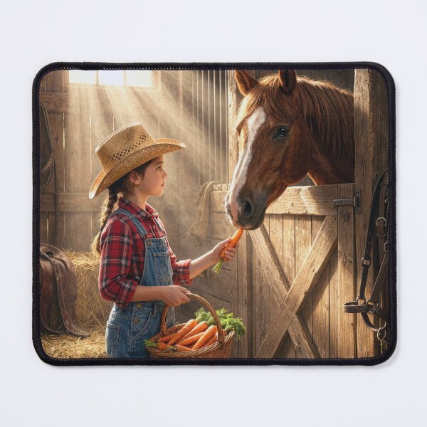 Item preview, Young Girl with Carrots Feeding a Horse designed and sold by Maria Dryfhout.