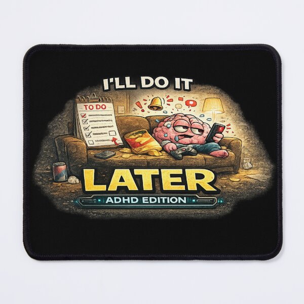 Item preview, Working Hard or Hardly Working ADHD Funny Brain Meme designed and sold by FeralMindStudio.