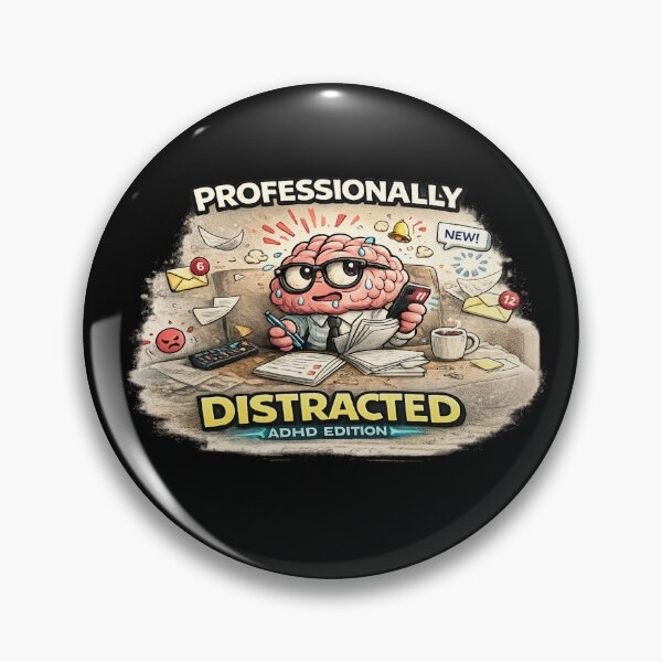 Item preview, Professionally Distracted ADHD Edition Funny Office Brain Meme designed and sold by FeralMindStudio.