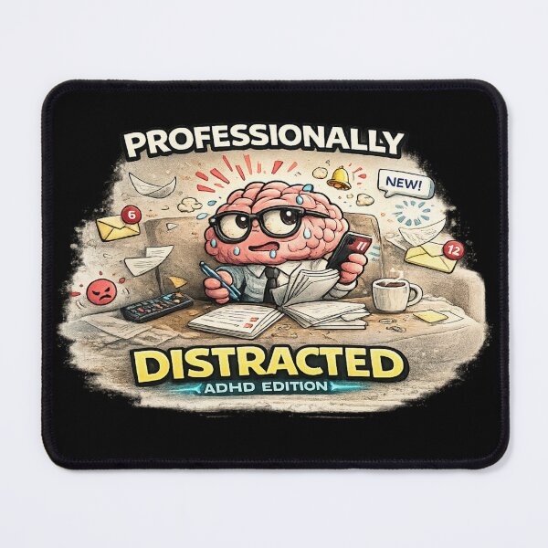 Item preview, Professionally Distracted ADHD Edition Funny Office Brain Meme designed and sold by FeralMindStudio.