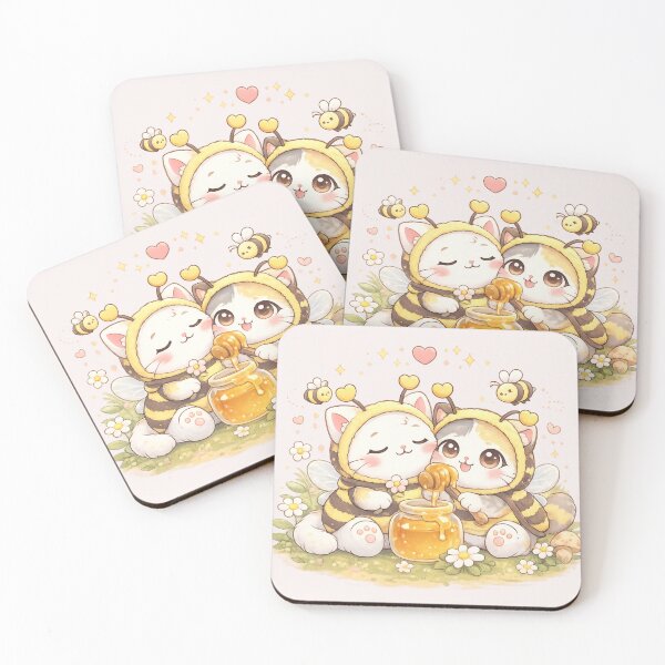 Item preview, Mochi & Lumi – Sweet Bee Cats Honey Love designed and sold by Mochi Studio.