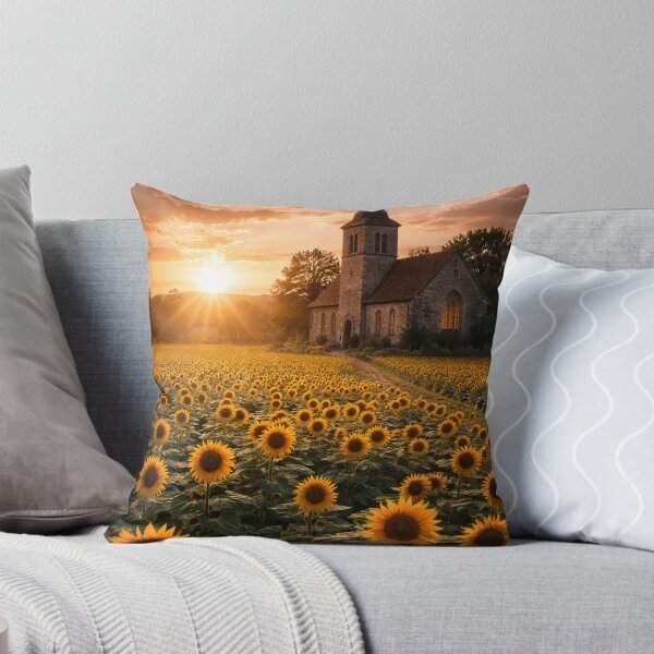 Item preview,  Sunflowers and chapel at sunset designed and sold by JuViRo.