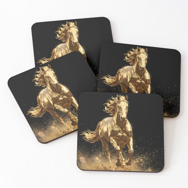 Item preview, Golden Stallion Run - Antique Gold Horse & Power designed and sold by Neon Nature Studio.