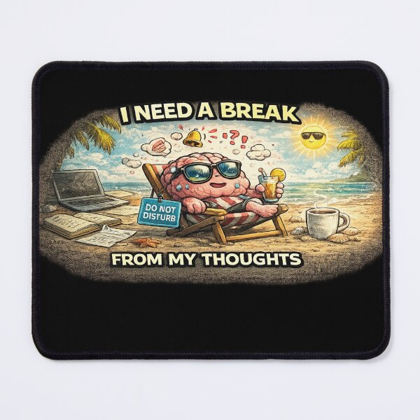 Item preview, I Need A Break From My Thoughts ADHD Funny Mental Health Vacation Meme designed and sold by FeralMindStudio.