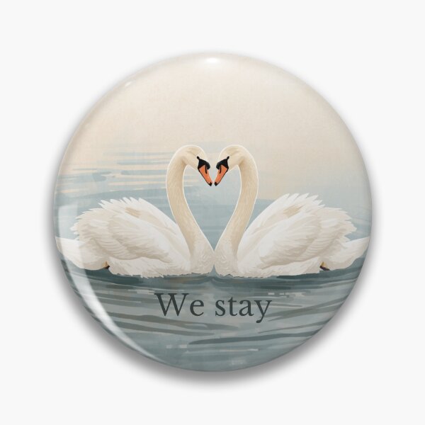 Item preview, Two Swans in Love - 'We Stay' Quote | Elegant and Peaceful Nature Art designed and sold by soletstudio.