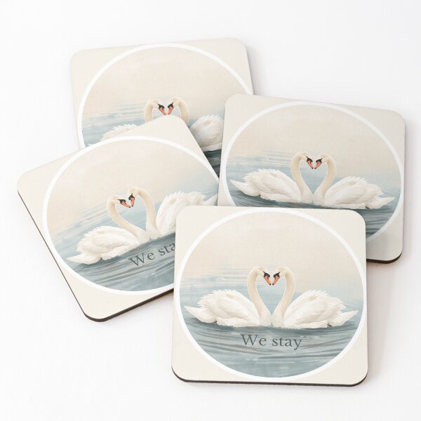 Item preview, Two Swans in Love - 'We Stay' Quote | Elegant and Peaceful Nature Art designed and sold by soletstudio.