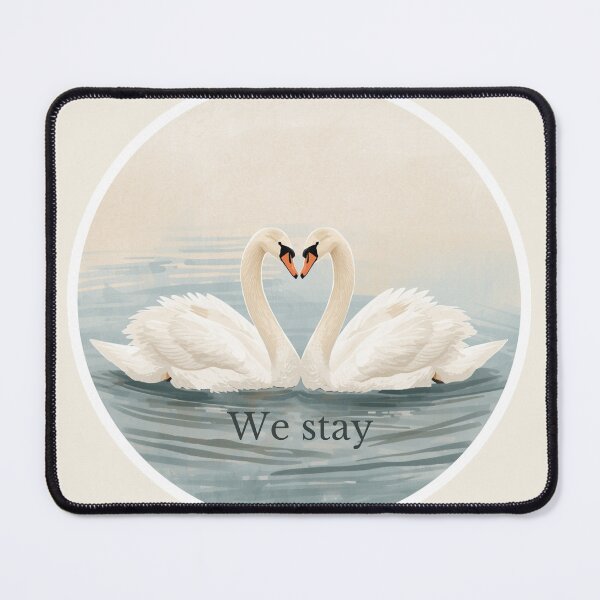 Item preview, Two Swans in Love - 'We Stay' Quote | Elegant and Peaceful Nature Art designed and sold by soletstudio.
